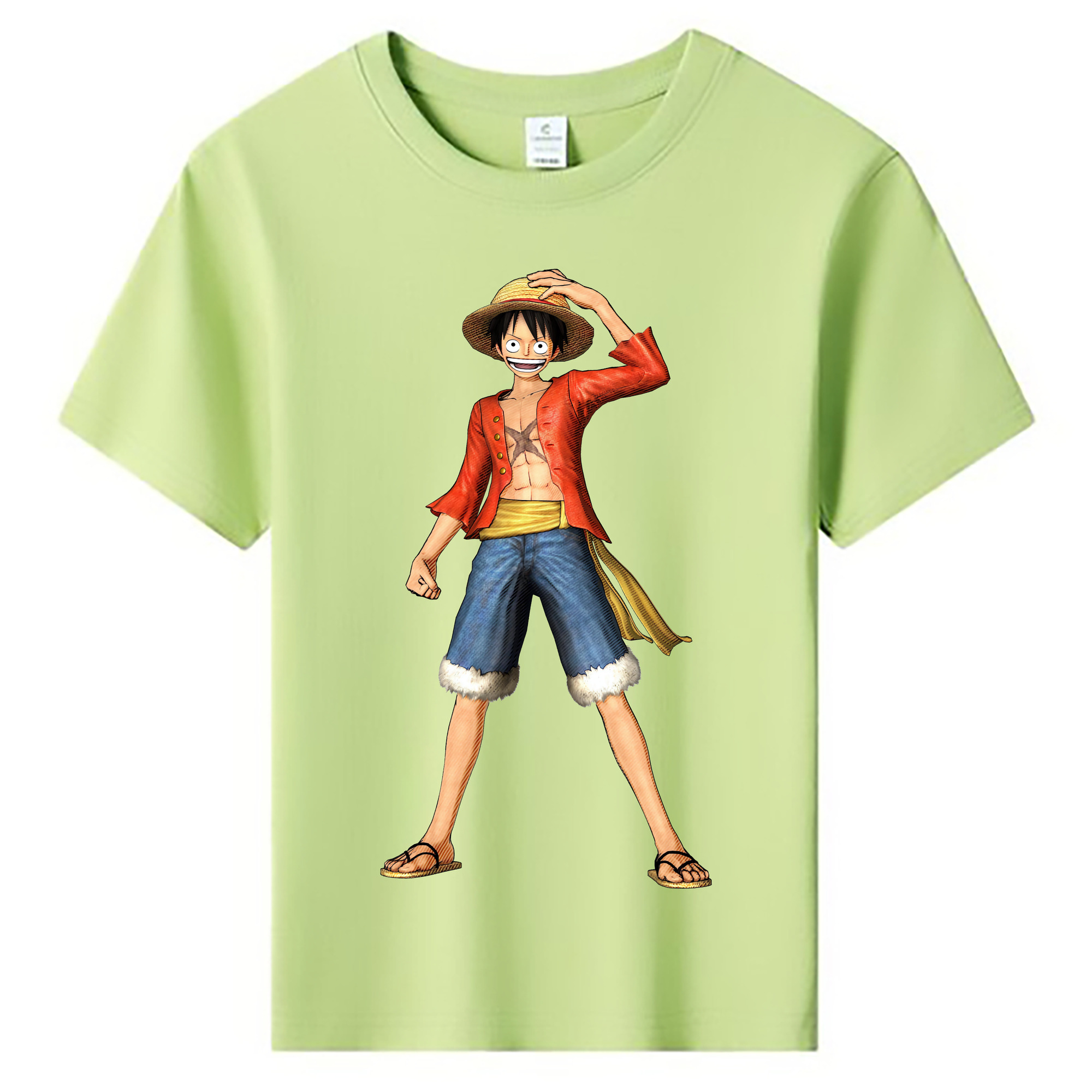 ワンピース モンキー・D・ルフィ ONE PIECE Monkey D. Luffy 綿100％キッズTシャツ（フロントプリント）